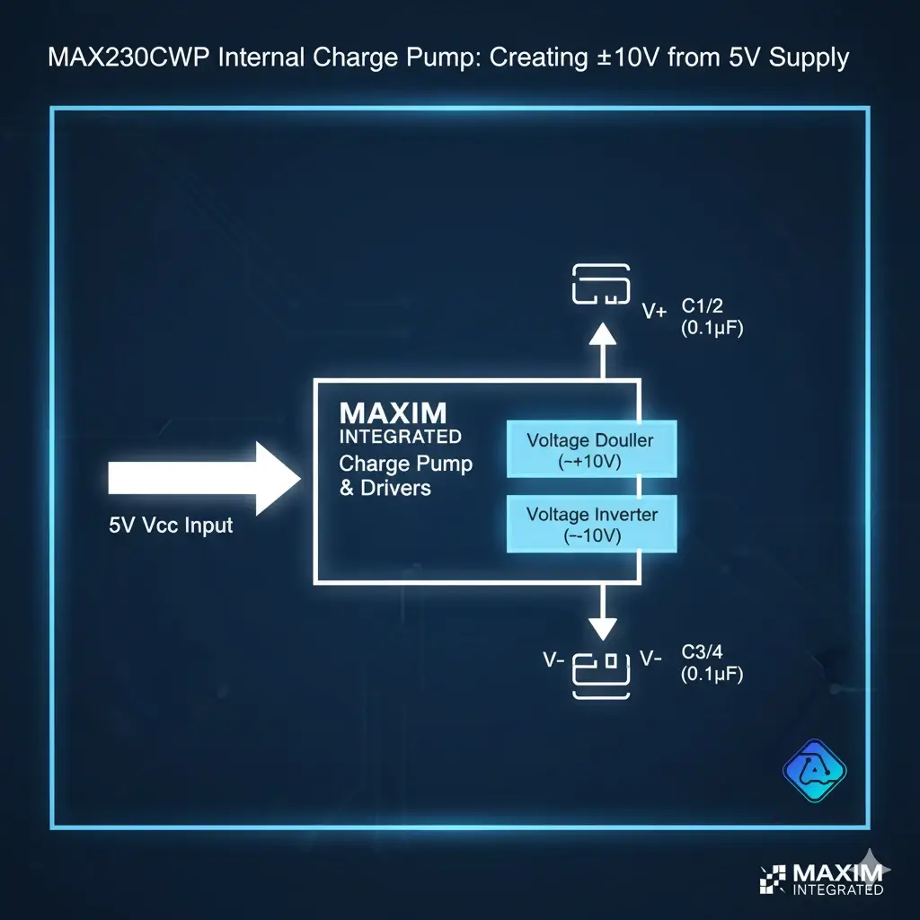 Block diagram of the MAX230CWP internal 5V charge pump.