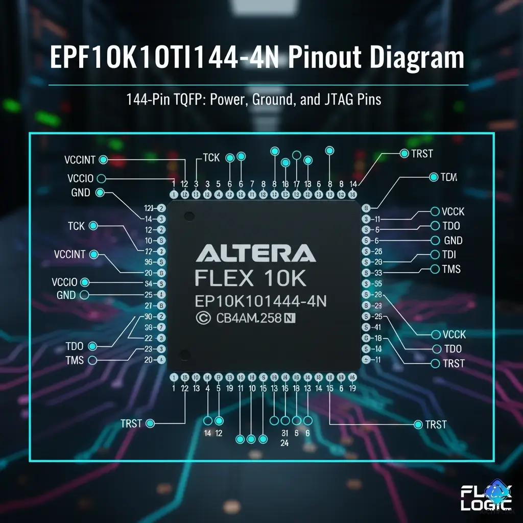 EPF10K10TI144-4N pinout diagram for the 144-TQFP package.