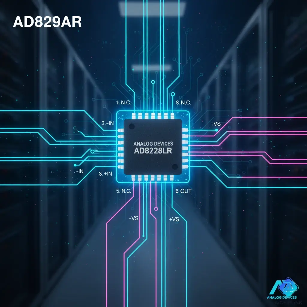 AD829AR pinout diagram for the 8-lead SOIC (R-8) package.