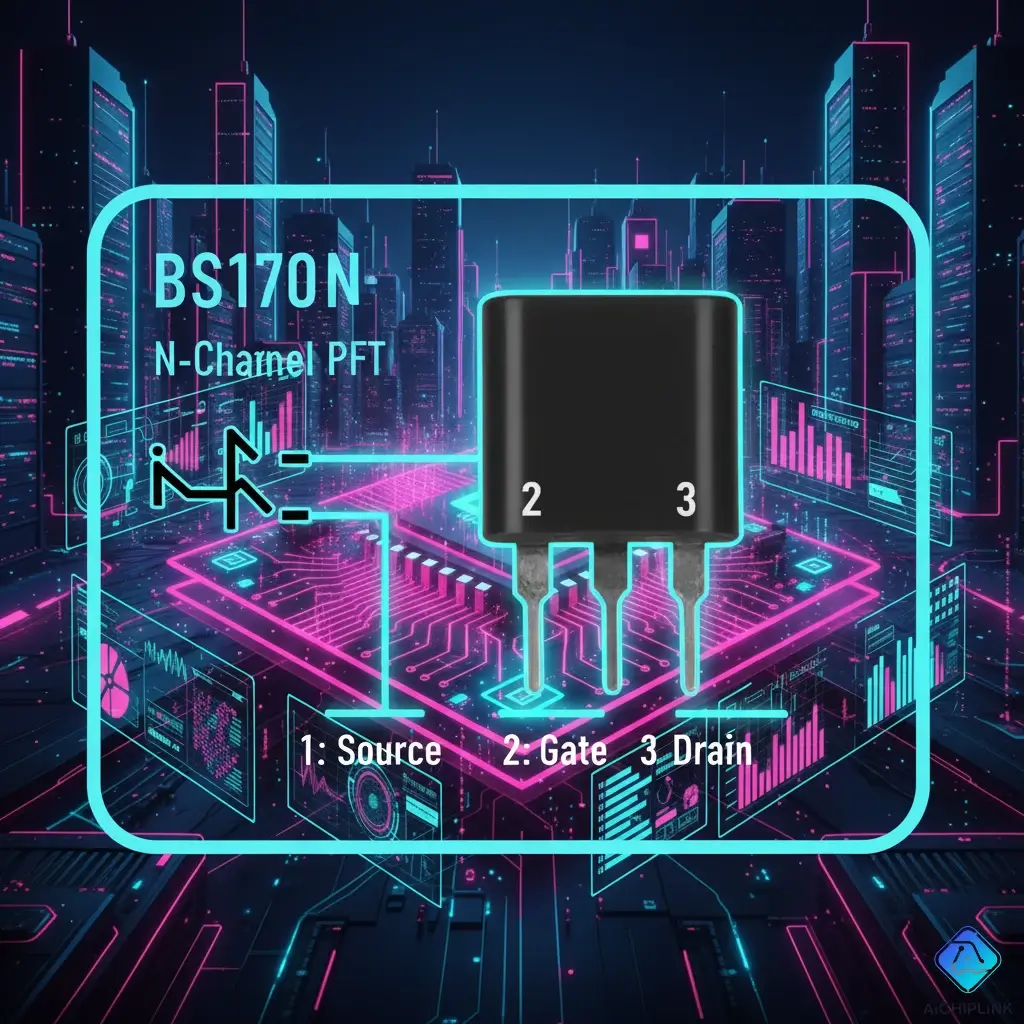 BS170 pinout diagram TO-92 package showing Drain Gate Source configuration.